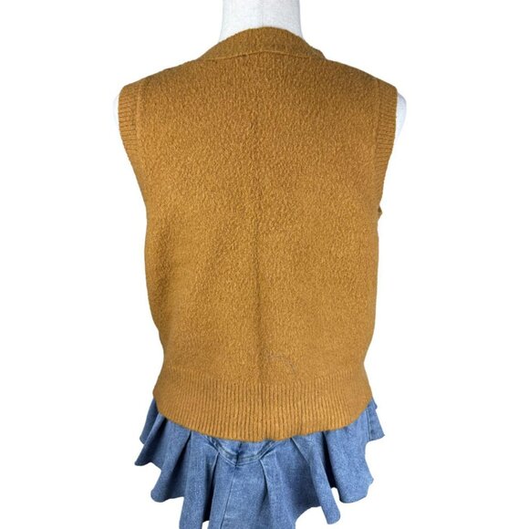 Jessica Simpson Textured Button Front Floral Knit Sweater Vest Size L - Picture 3 of 4